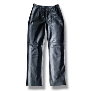 JLC Black 100% Leather High Rise Curvy Straight Cut Loose‎ Pants Sz 6
